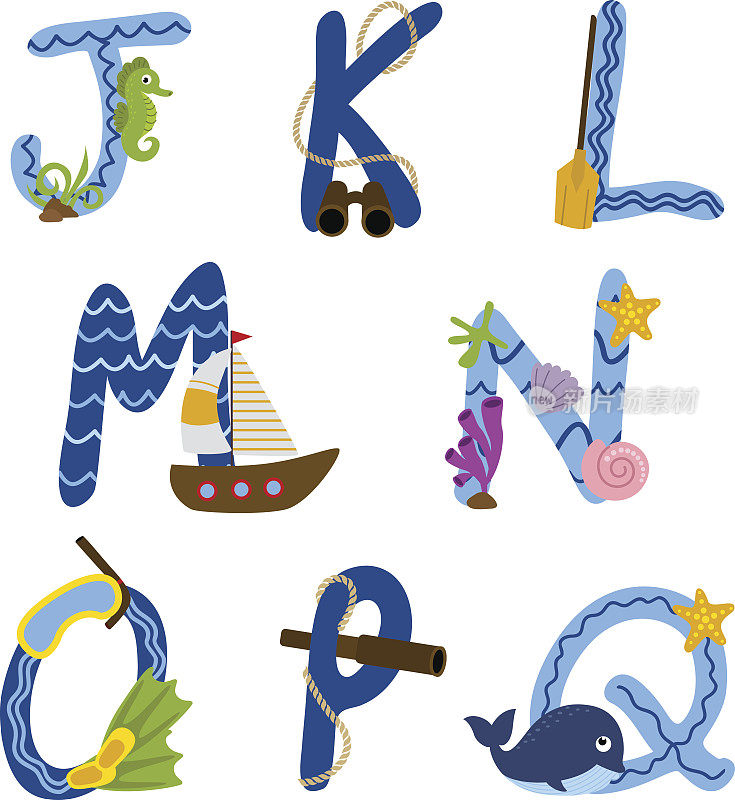 alphabet nautical from J to Q